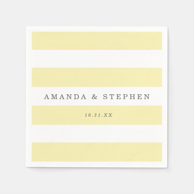 Chic Yellow Stripes Wedding Napkin (Front)
