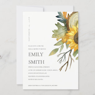 CHIC YELLOW SUNFLOWER FLORAL BRIDAL SHOWER INVITE