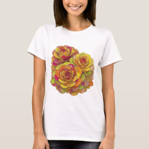 Chic Yellow THREE ROSES Custom Design T-Shirt