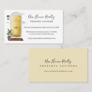 Chic Yellow Watercolor Front Door Entranceway Business Card