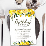 Chic Yellow Watercolor Rose Floral 50th Birthday Invitation<br><div class="desc">Elegant chic modern yellow watercolor rose floral 50th (or any age) birthday party invitations. Celebrate in style with our elegance fifty birthday party invitations, featuring a beautiful yellow watercolor floral design. This sophisticated invitation showcases stylish calligraphy and typography with a charming arrangement of yellow watercolor roses and greenery on a...</div>