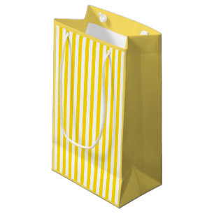 Chic Yellow White Striped Template Elegant Modern Small Gift Bag