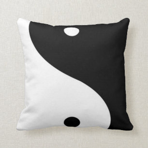 CHIC YIN YANG BLACK AND WHITE CONTEMPORARY ART CUSHION
