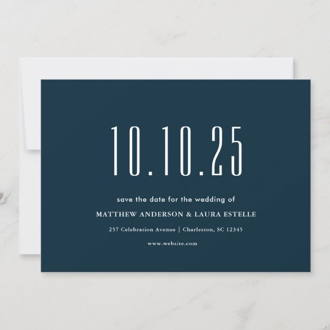 Chic Your Wedding Date Navy Blue Save The Date Invitation (Front)