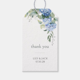 Chic Youthful Floral Blue Hydrangea Event Wedding Gift Tags