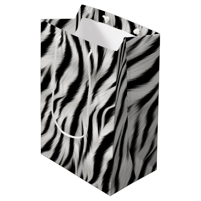 Chic Zebra Animal Print Wedding Medium Gift Bag (Front Angled)