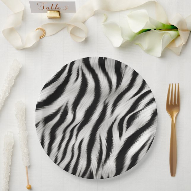 Chic Zebra Animal Print Wedding Paper Plate (Wedding)