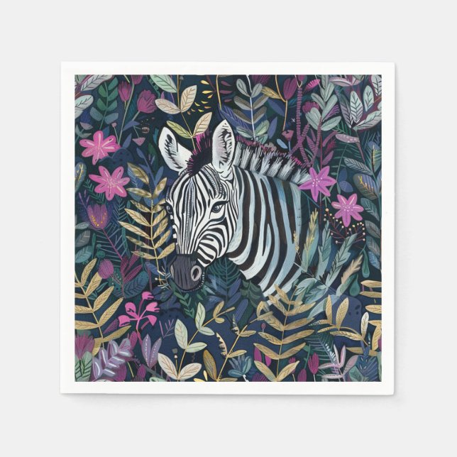 Chic zebra floral napkin (Front)