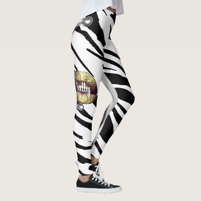 Chic Zebra Pattern Personalised Leggings (Right)