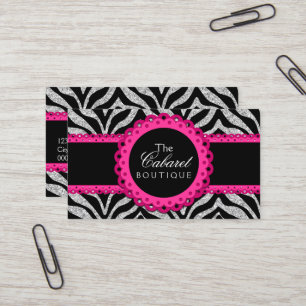 Chic Zebra Pink Lace Fashion Jewellery Boutique Business Card
