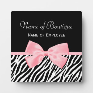 Chic Zebra Print Boutique Light True Pink Ribbon Plaque