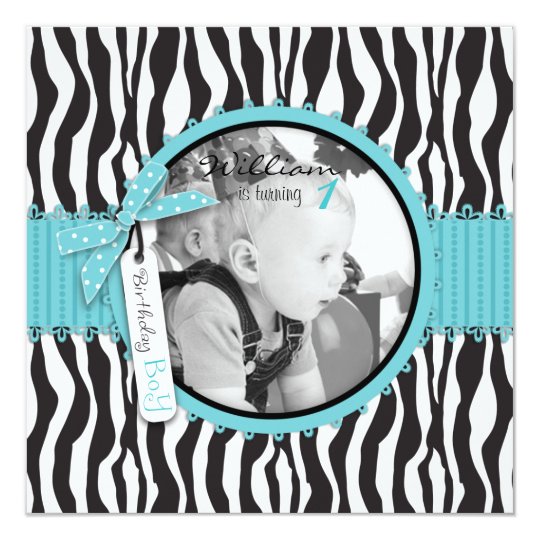 Chic Zebra Print Cupcake Birthday Invitation SQ-2