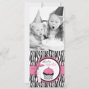 Chic Zebra Print & Cupcake Birthday Photo Template