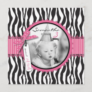 Chic Zebra Print & Cupcake Birthday Photo Template