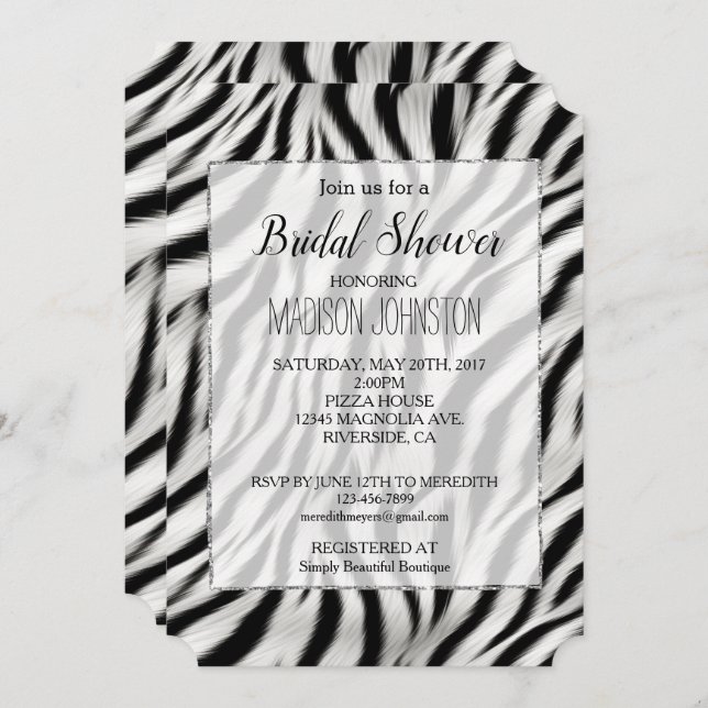 Chic Zebra Print Invitation (Front/Back)