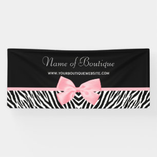 Chic Zebra Print Light Pink Ribbon 6 ft Banner