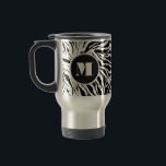 Chic Zebra Print Monogram Travel Mug<br><div class="desc">A travel mug features a zebra stripes pattern accented with your chic initial monogram. Create for yourself or give as a gift. MATCHING items in our store.</div>