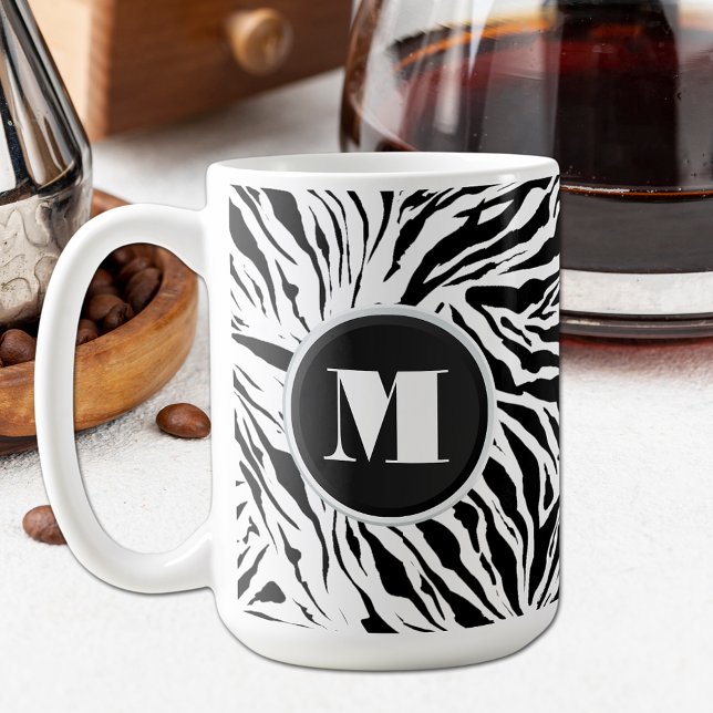 Chic Zebra Print Monogrammed Coffee Mug (Creator Uploaded)