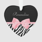Chic Zebra Print Soft Girly Light Pink Ribbon