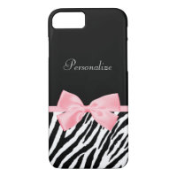 Chic Zebra Print Soft Girly Pink Ribbon With Name