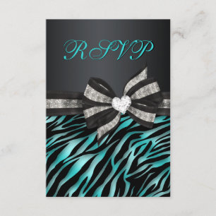 Chic Zebra RSVP With Jewelled Bow