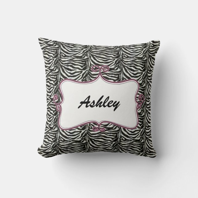 chic zebra stripes personalised throw pillow (Front)
