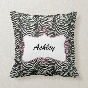 chic zebra stripes personalised throw pillow