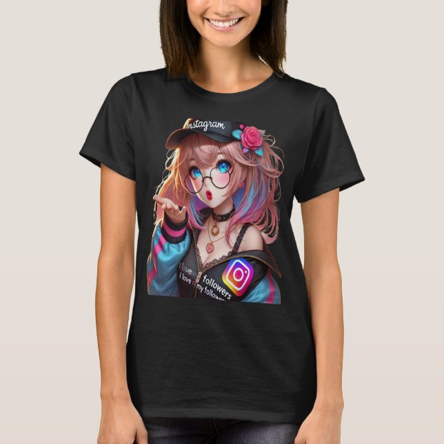 CHICA ANIME MILLY Q AGRADECIENDO A SUS SEGUIDORES T-Shirt (Front)