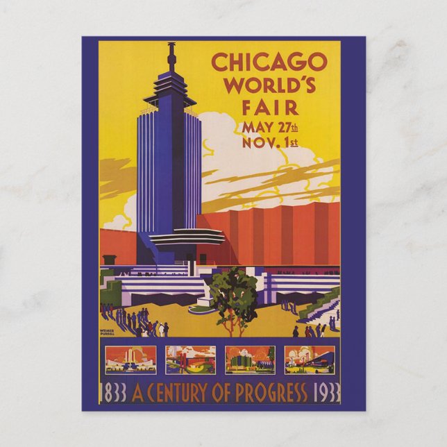Chicago 1933 World's Fair Vintage Postcard (Front)