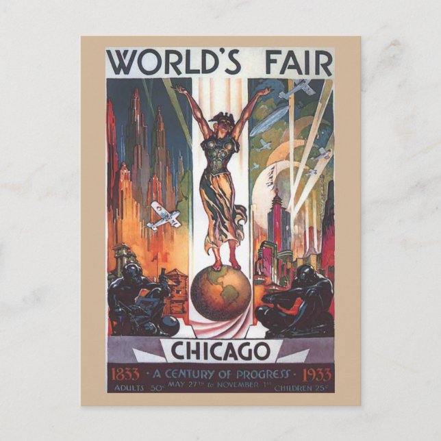 Chicago 1933 World's Fair Vintage Postcard (Front)
