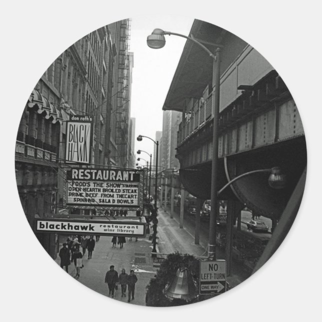 Chicago 1960's Blackhawk Restaurant Sign Street Classic Round Sticker (Front)