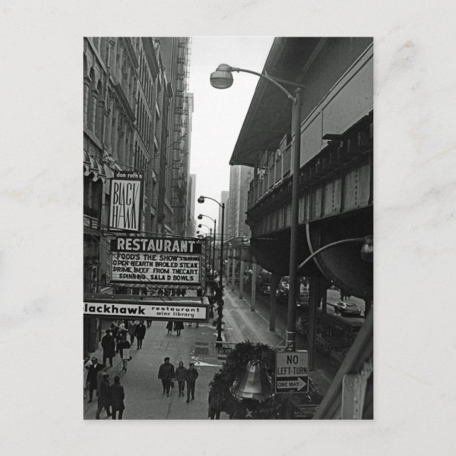 Chicago 1960's Blackhawk Restaurant Sign Street Postcard (Front)