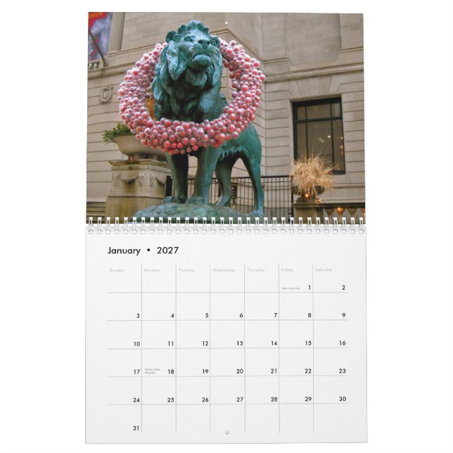 Chicago 2012 Calendar (Jan 2027)