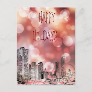 Chicago  2021 Skyline Happy Holidays Postcard