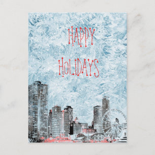Chicago  2021 Skyline Happy Holidays Postcard