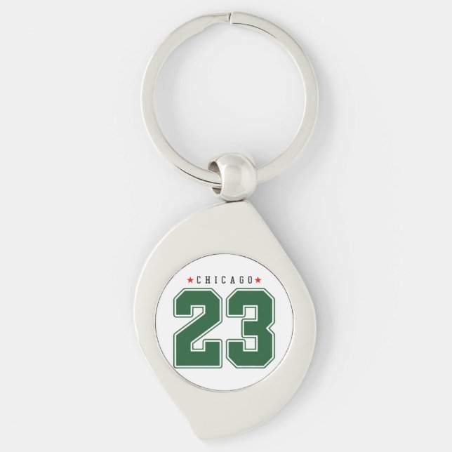 Chicago 23 Varsity Number Key Ring (Front)