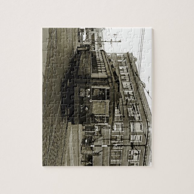 CHICAGO 63RD AND WESTERN 1952 TROLLEY ART SEPIA JIGSAW PUZZLE (Vertical)