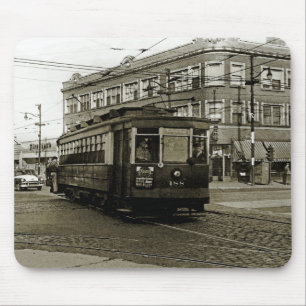 CHICAGO 63RD AND WESTERN 1952 TROLLEY ART SEPIA MOUSE MAT