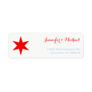 Chicago 6-Pointed Star Label Template Red Blue