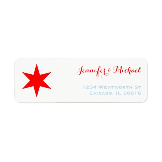 Chicago 6-Pointed Star Label Template | Red Blue Return Address Label