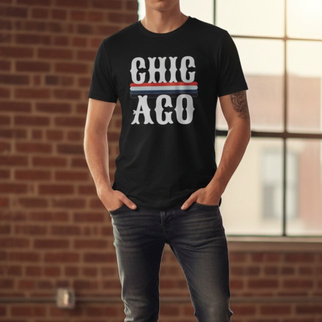 Chicago : 80s vintage Red Blue and white stripes T-Shirt (Creator Uploaded)
