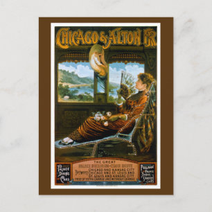 Chicago & Alton Railroad Vintage Travel Poster Postcard