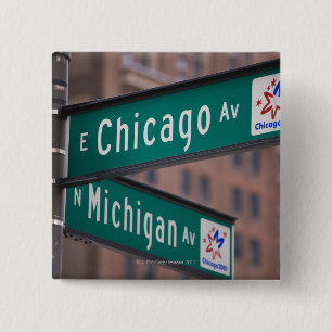 Chicago and Michigan Avenue signposts, Chicago, 15 Cm Square Badge