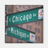 Chicago and Michigan Avenue signposts, Chicago,