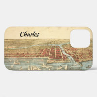 Chicago Antique Map, LaSalle Street and River