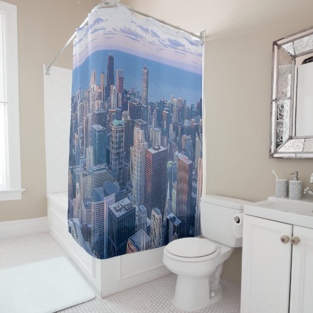 Chicago Architectural Buildings Artwork | Shower Curtain (In Situ)