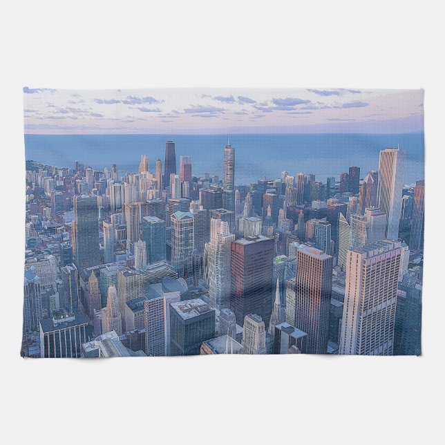 Chicago Architectural Buildings Artwork | Tea Towel (Horizontal)