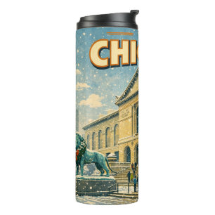 Chicago Art Institute in winter poster Thermal Tumbler