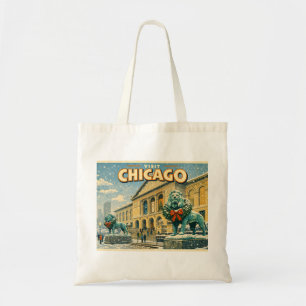 Chicago Art Institute in winter poster Tote Bag