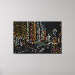 CHICAGO ART INSTITUTE LIONS MICHIGAN AVE NEON 1930 CANVAS PRINT